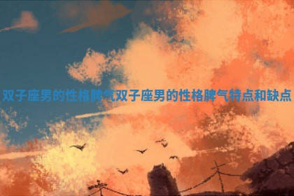 双子座男的性格脾气 双子座男的性格脾气特点和缺点