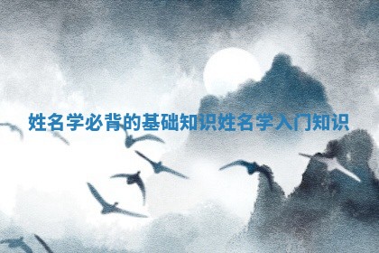 姓名学必背的基础知识_姓名学入门知识
