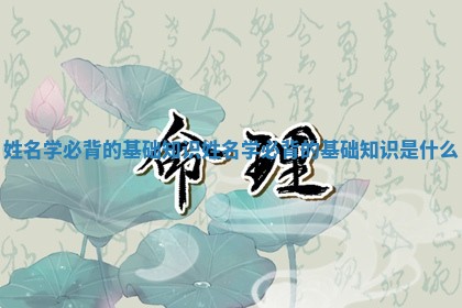 姓名学必背的基础知识_姓名学必背的基础知识是什么