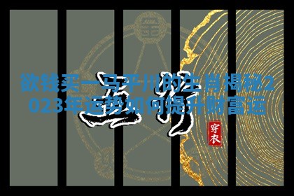 欲钱买一马平川的生肖揭秘2023年运势如何提升财富运