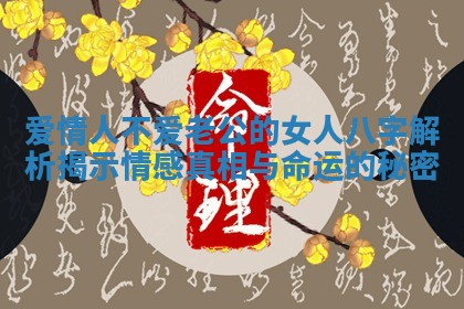 爱情人不爱老公的女人八字解析揭示情感真相与命运的秘密